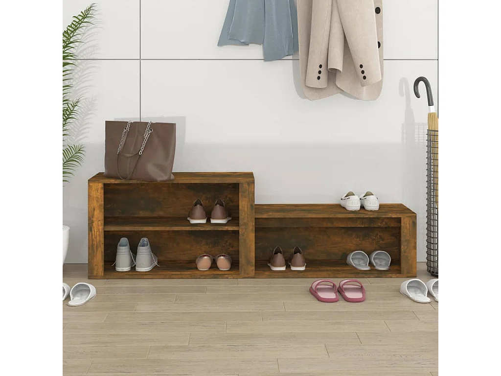 Schuhschrank Schuhregal Räuchereiche 150x35x45 cm Holzwerkstoff -gkd66174