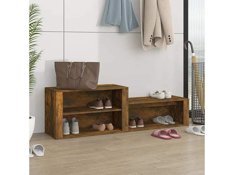 Schuhschrank Schuhregal Räuchereiche 150x35x45 cm Holzwerkstoff -gkd66174