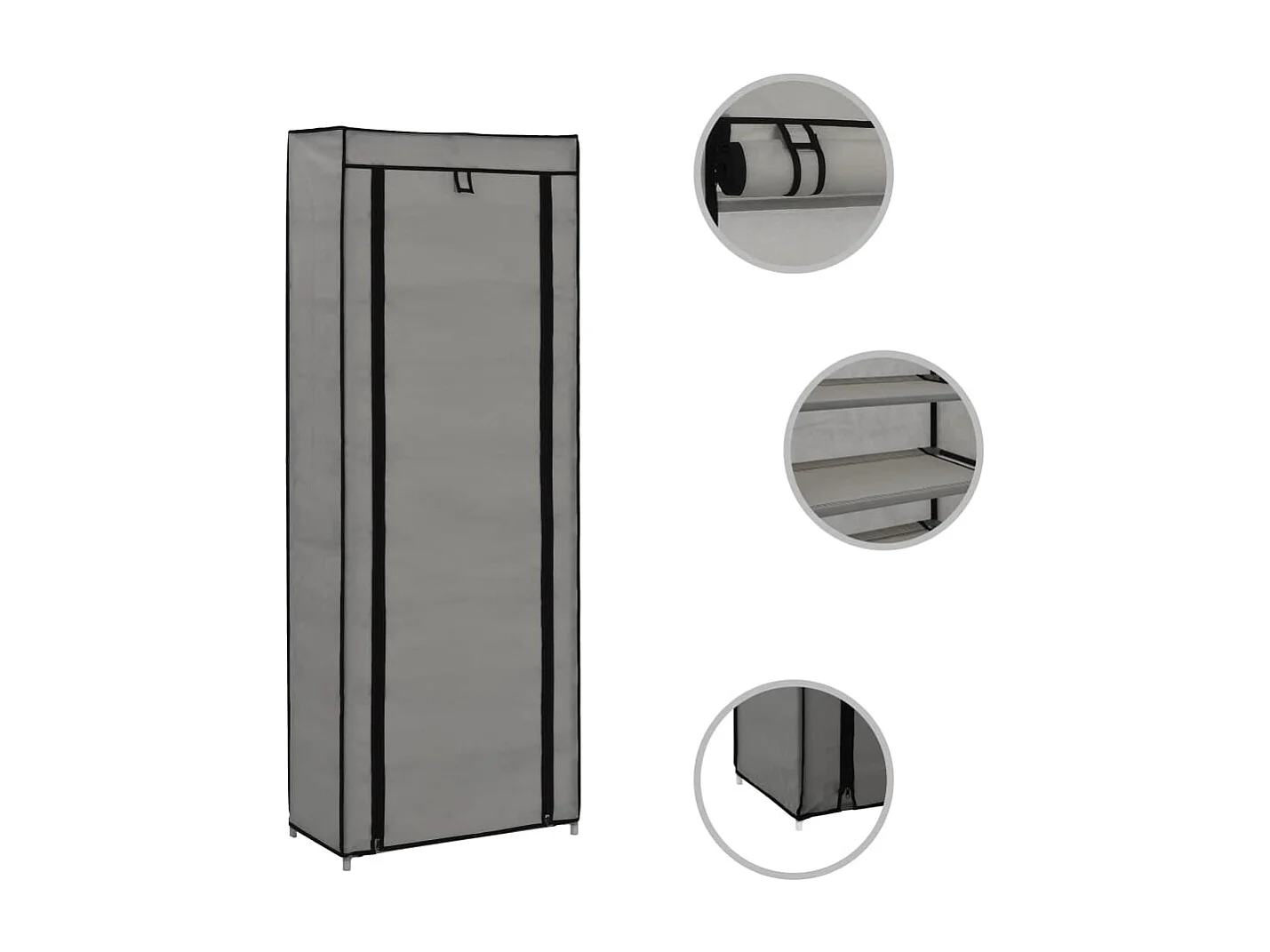 Schuhschrank Schuhregal mit Abdeckung Grau 57 x 29 x 162 cm Stoff -gkd56379