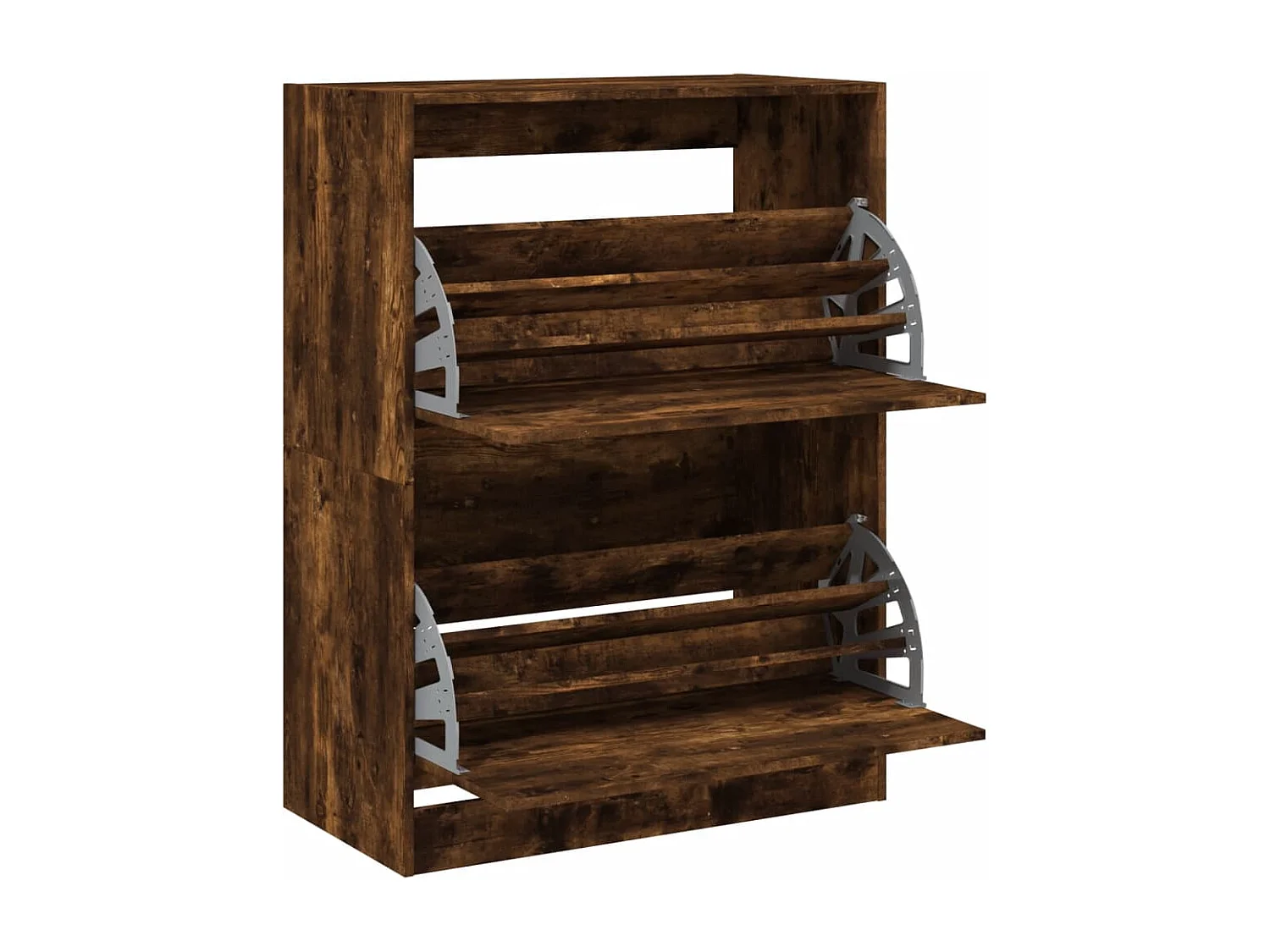 Schuhschrank Schuhregal mit 2 Klappen Räuchereiche 80x42x108 cm -gkd68633