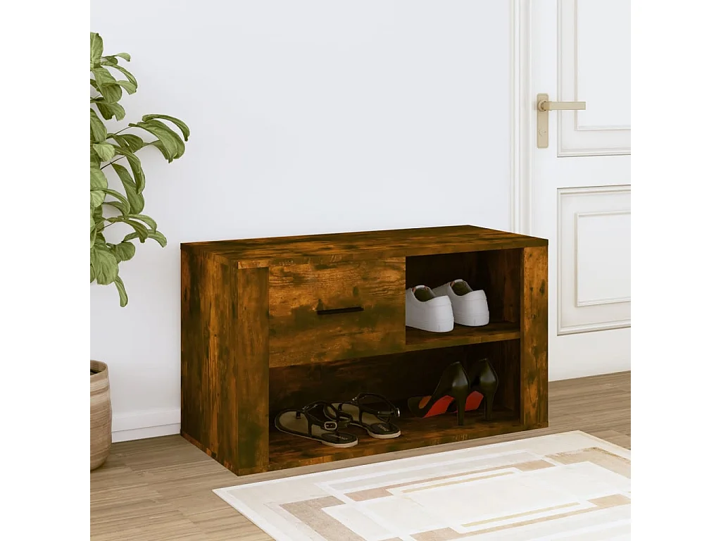 Schuhschrank Schuhregal Räuchereiche 80x35x45 cm Holzwerkstoff -gkd69084