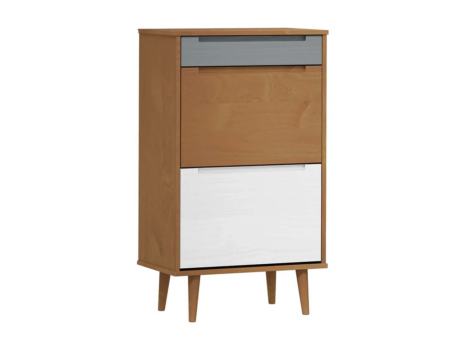 Schuhschrank Schuhregal MOLDE Braun 59,5x35x103 cm Massivholz Kiefer -gkd68154