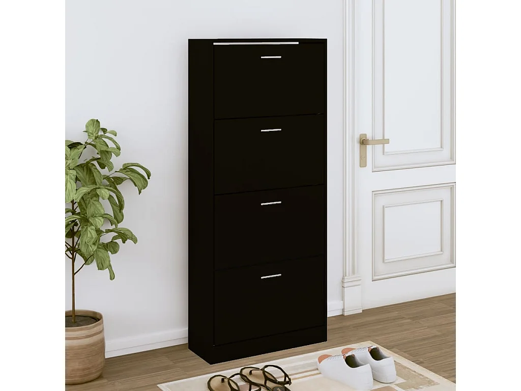 Schuhschrank Schuhregal Schwarz 63x24x147 cm Holzwerkstoff -gkd68330