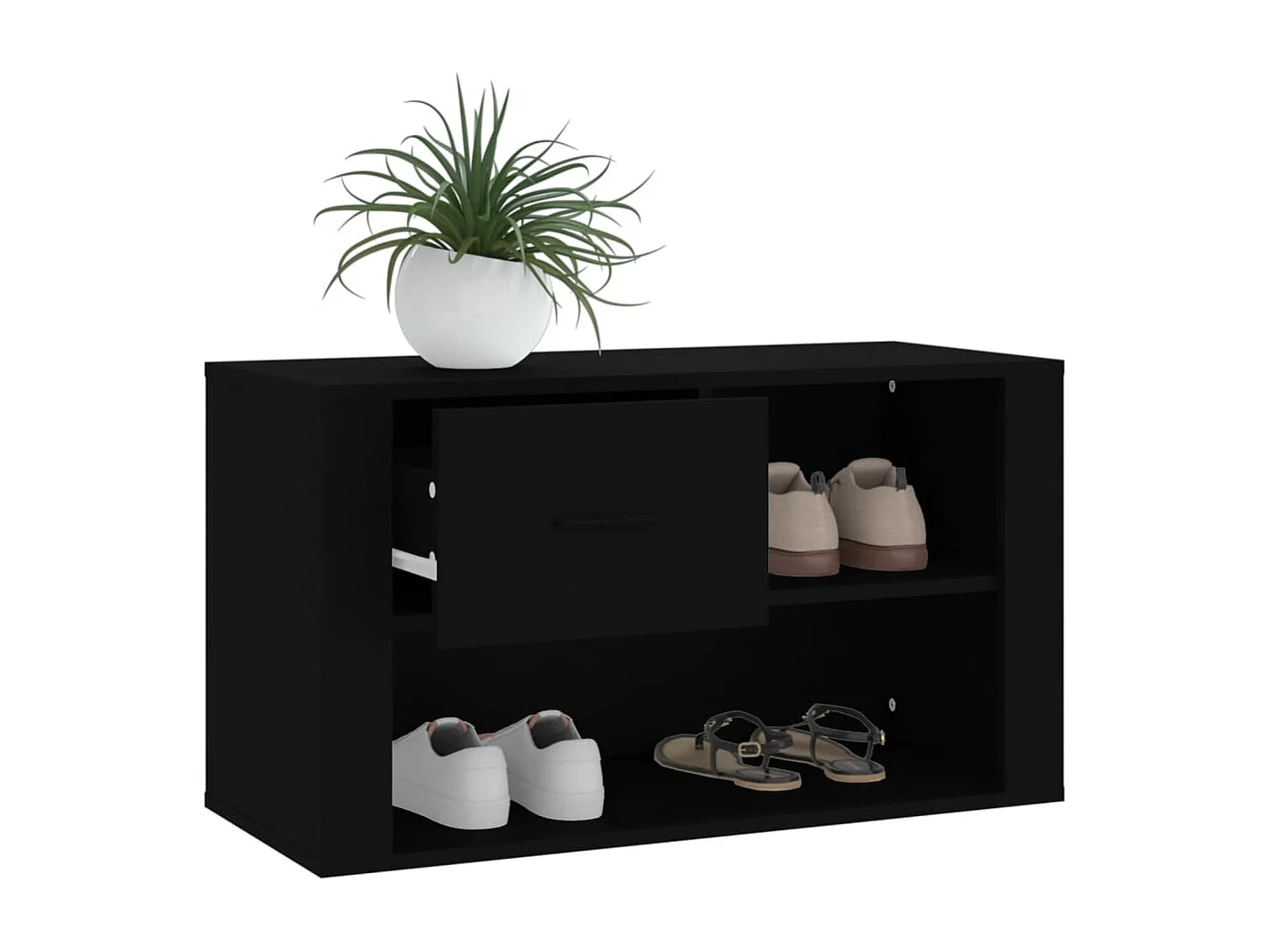 Schuhschrank Schuhregal Schwarz 80x35x45 cm Holzwerkstoff -gkd82362