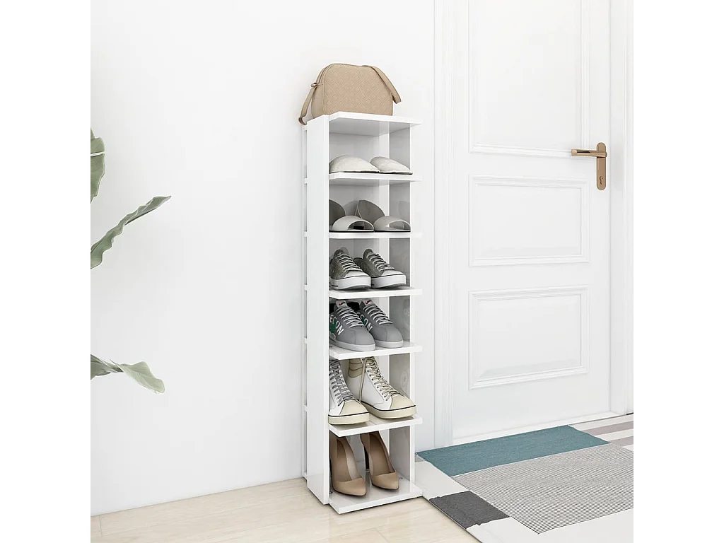 Schuhschrank Schuhregal Hochglanz-Weiß 27,5x27x102 cm Holzwerkstoff -gkd67709
