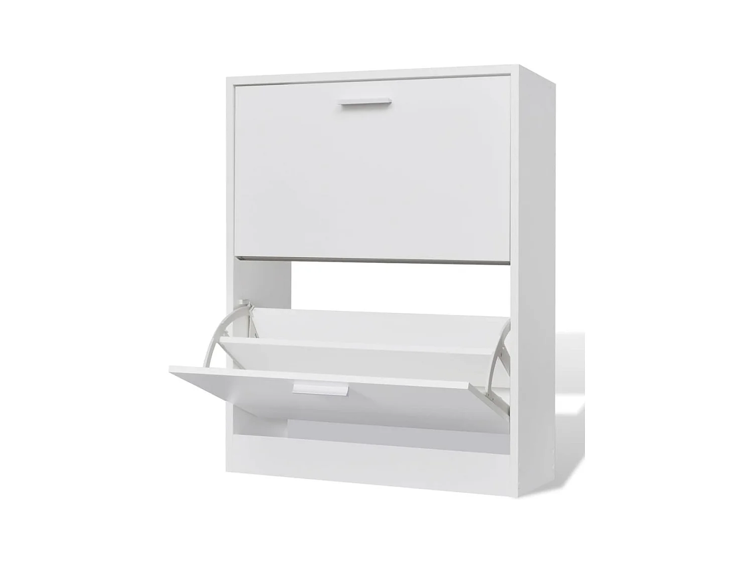 Weißer Holz-Schuhschrank Schuhregal mit 2 Schuhkippern -gkd35994