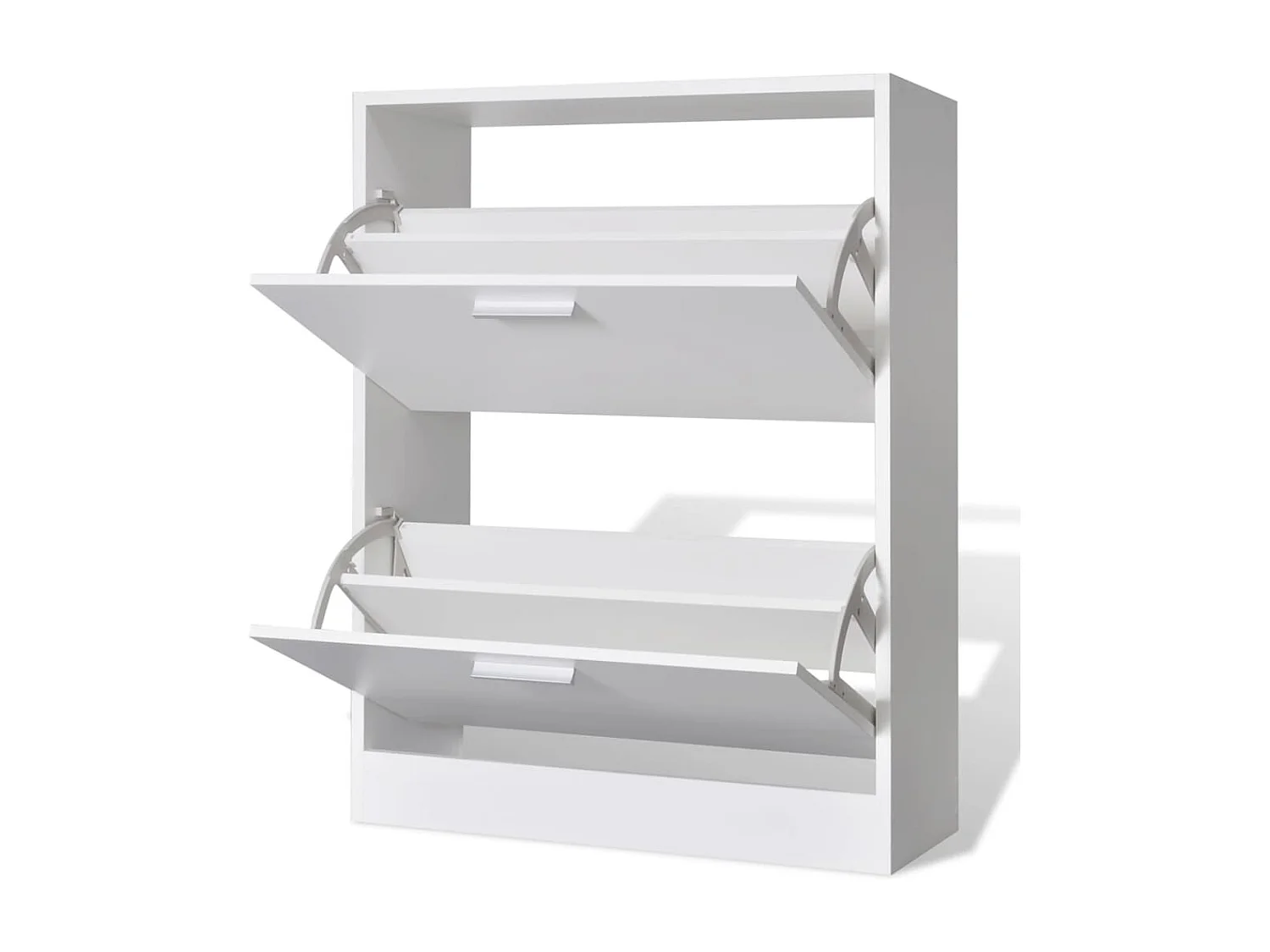 Weißer Holz-Schuhschrank Schuhregal mit 2 Schuhkippern -gkd35994