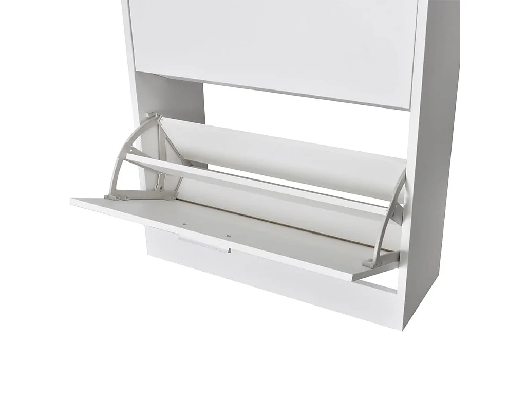 Weißer Holz-Schuhschrank Schuhregal mit 2 Schuhkippern -gkd35994