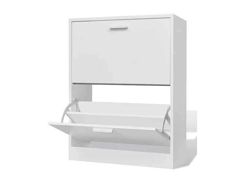 Weißer Holz-Schuhschrank Schuhregal mit 2 Schuhkippern -gkd35994