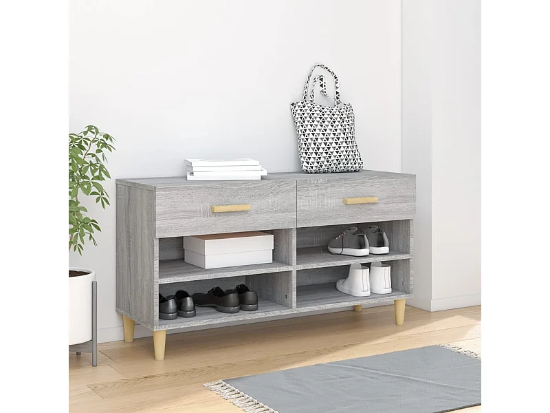 Schuhschrank Schuhregal Grau Sonoma 102x35x55 cm Holzwerkstoff -gkd14229