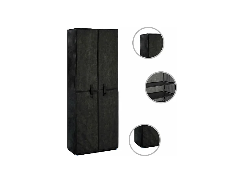 Schuhschrank Schuhregal Schwarz 60x30x166 cm Stoff -gkd26902