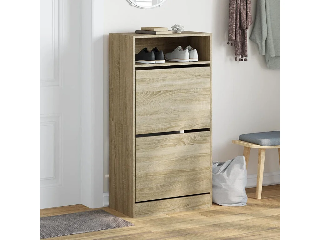 Schuhschrank Schuhregal Sonoma-Eiche 60x34x116 cm Holzwerkstoff -gkd11720
