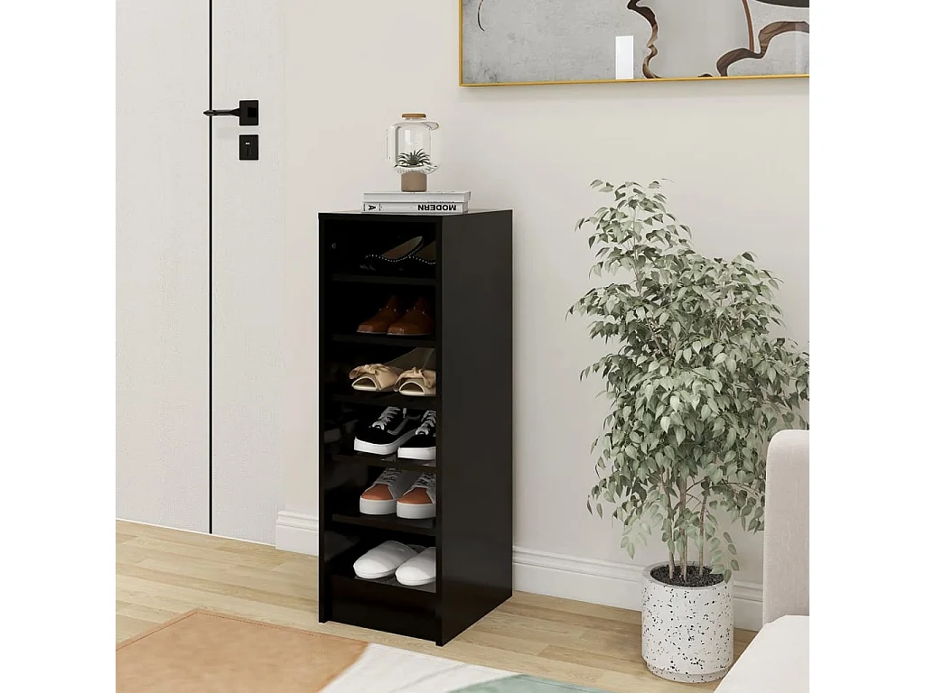 Schuhschrank Schuhregal Schwarz 31,5x35x90 cm Holzwerkstoff -gkd19617