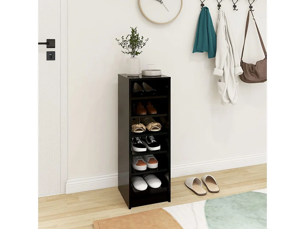 Schuhschrank Schuhregal Schwarz 31,5x35x90 cm Holzwerkstoff -gkd19617