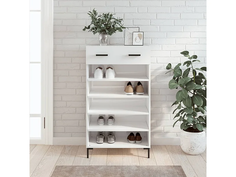 Schuhschrank Schuhregal Hochglanz-Weiß 60x35x105 cm Holzwerkstoff -gkd41174