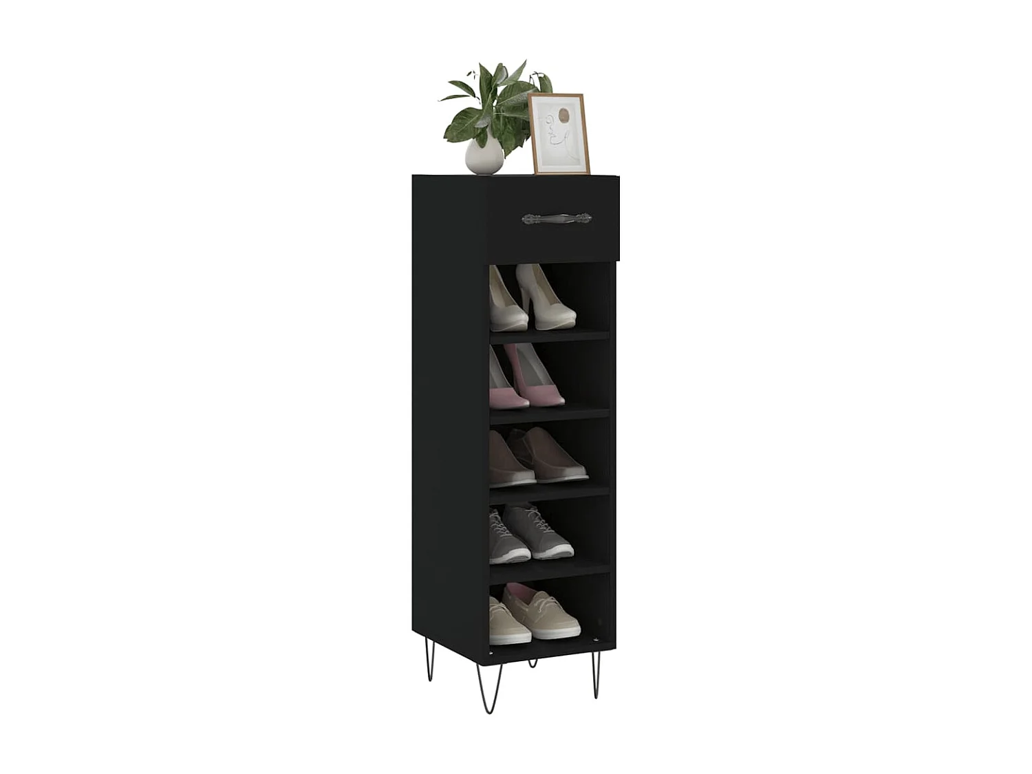 Schuhschrank Schuhregal Schwarz 30x35x105 cm Holzwerkstoff -gkd50830