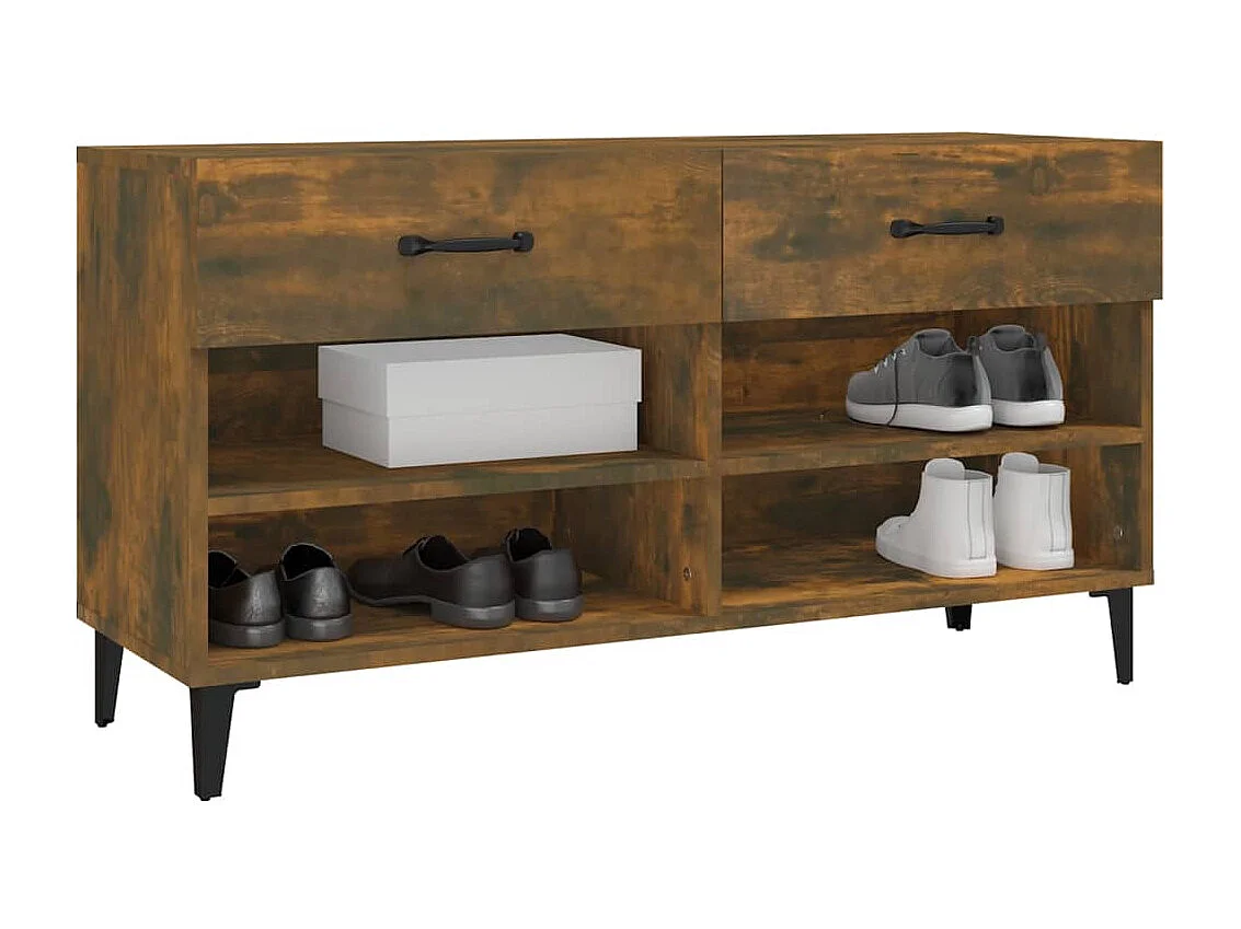 Schuhschrank Schuhregal Räuchereiche 102x35x55 cm Holzwerkstoff -gkd49904