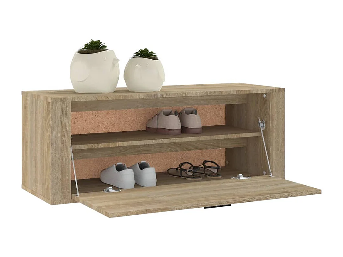 Wand-Schuhschrank Schuhregal Sonoma-Eiche 100x35x38 cm Holzwerkstoff -gkd39852