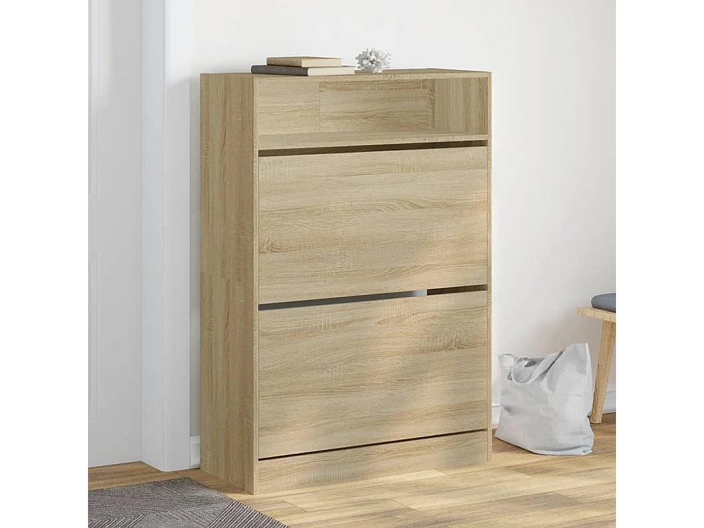 Schuhschrank Schuhregal mit 2 Klappen Sonoma-Eiche 80x34x116 cm -gkd86374