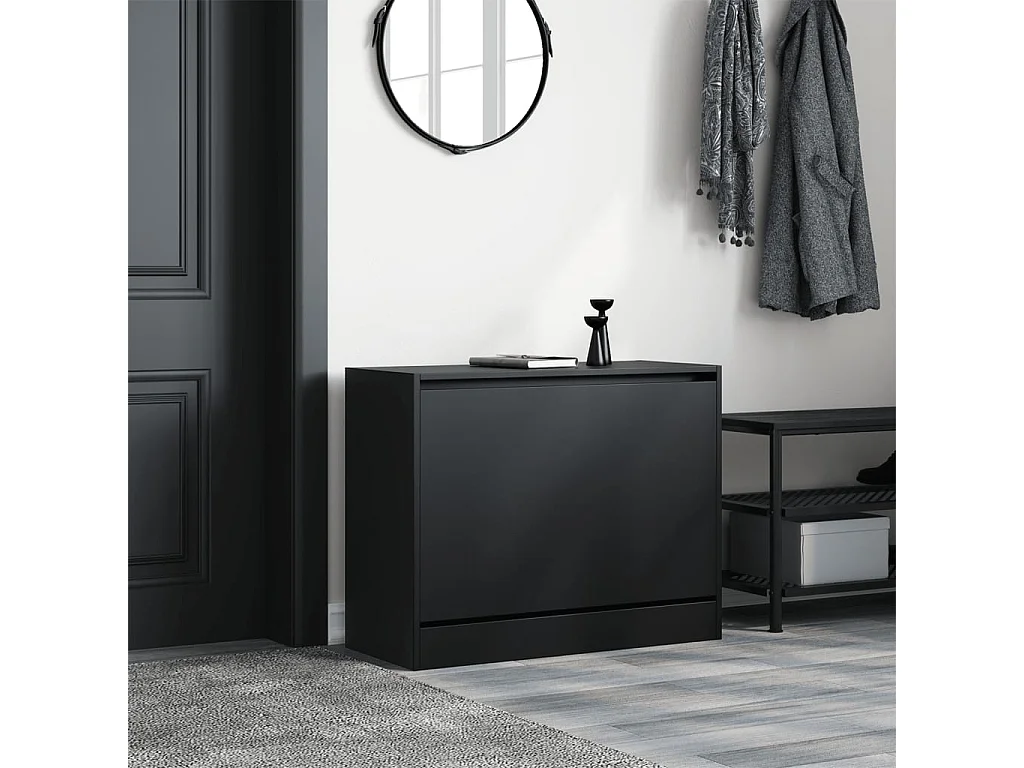 Schuhschrank Schuhregal Schwarz 80x34x63 cm Holzwerkstoff -gkd46177