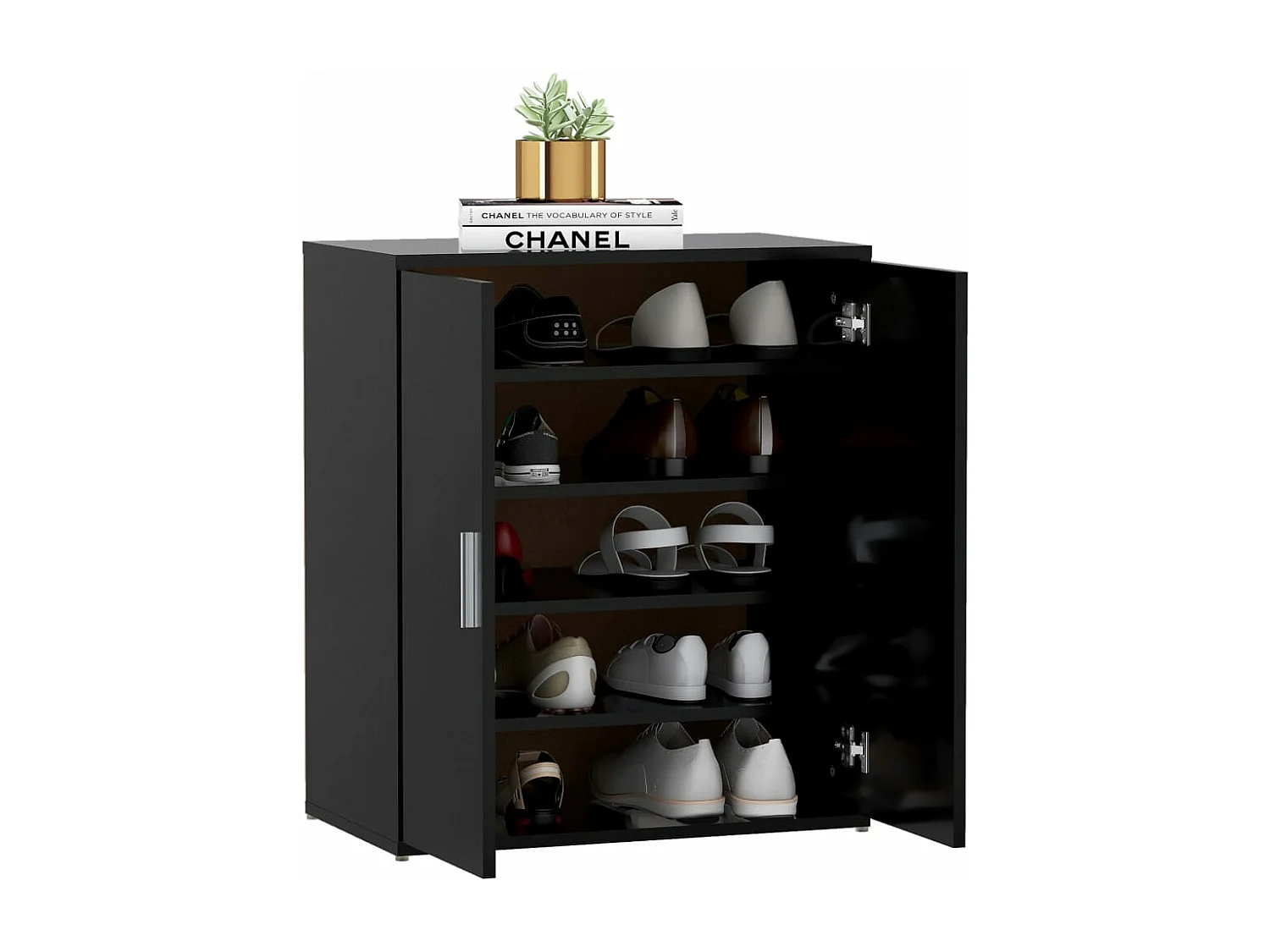 Schuhschrank Schuhregal Schwarz 60x35x70 cm Holzwerkstoff -gkd58157