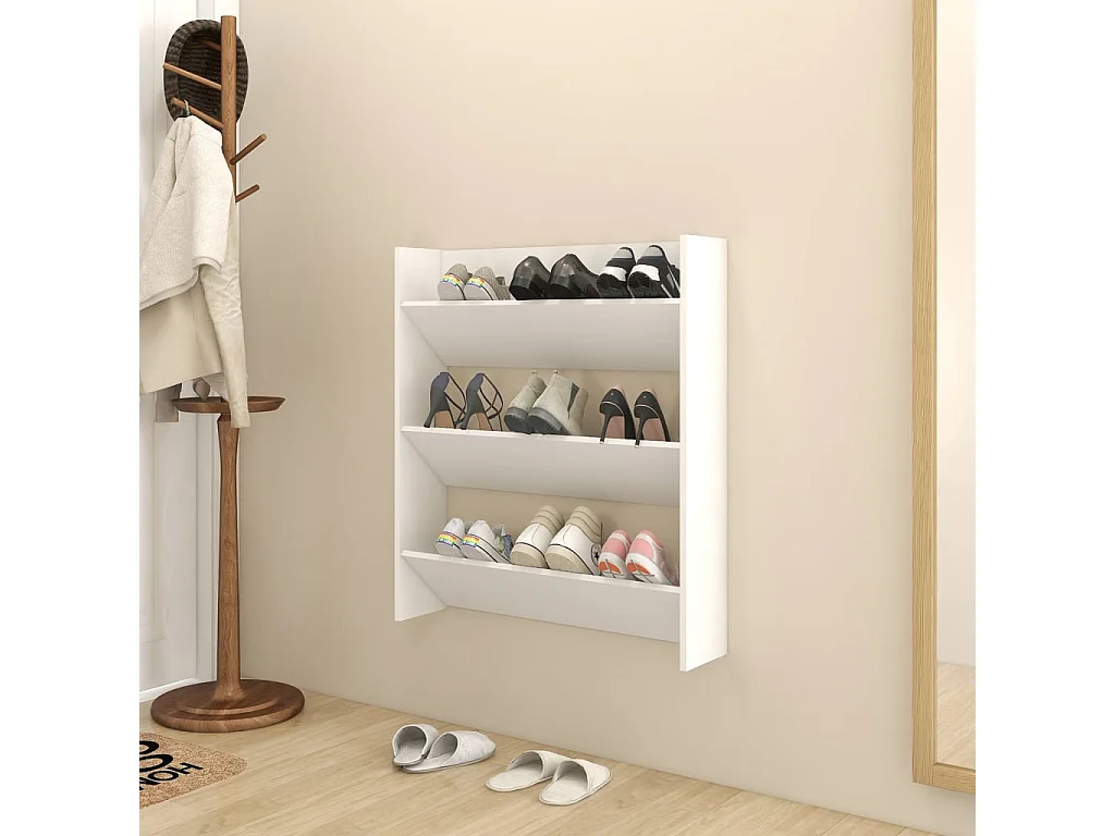 Wand-Schuhschrank Schuhregal Weiß 80x18x90 cm Holzwerkstoff -gkd45395