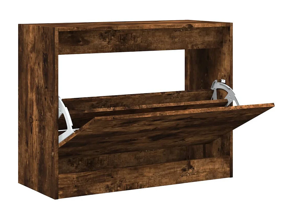 Schuhschrank Schuhregal Räuchereiche 80x34x63 cm Holzwerkstoff -gkd23565