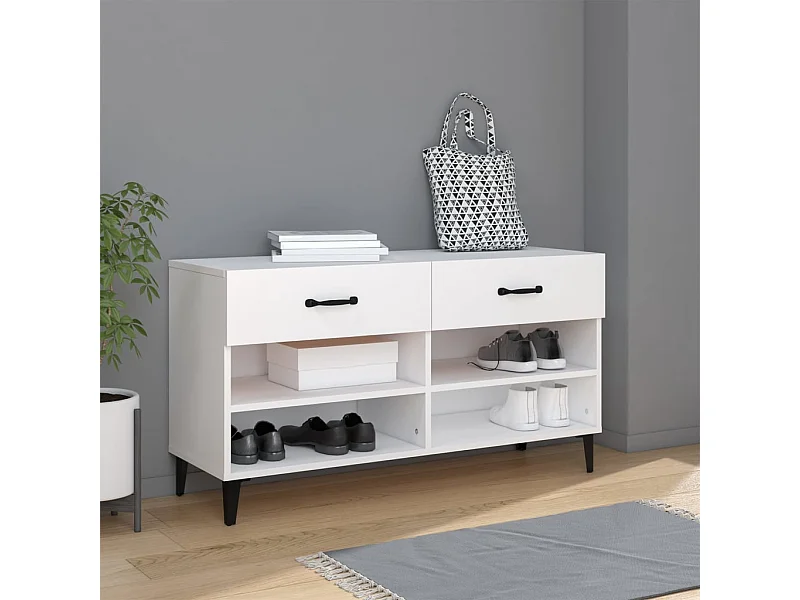 Schuhschrank Schuhregal Weiß 102x35x55 cm Holzwerkstoff -gkd77466