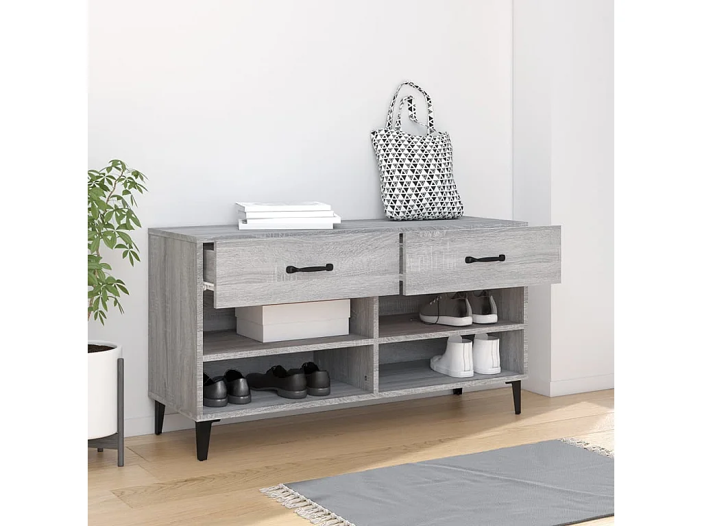 Schuhschrank Schuhregal Grau Sonoma 102x35x55 cm Holzwerkstoff -gkd30463