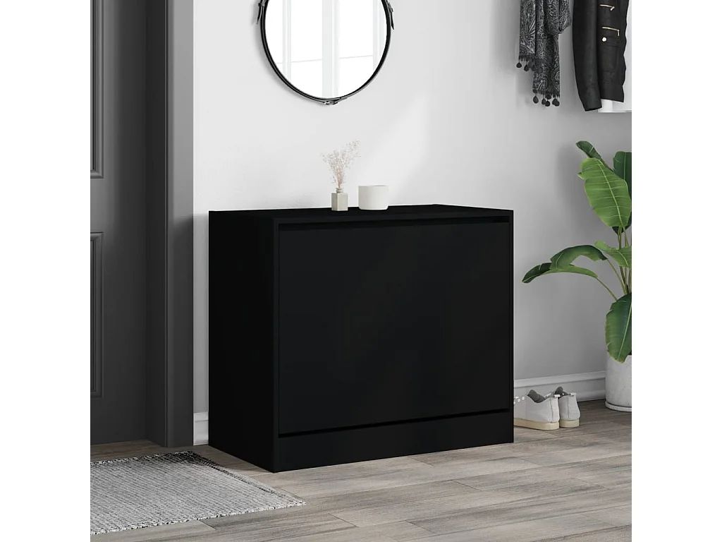 Schuhschrank Schuhregal Schwarz 80x42x69 cm Holzwerkstoff -gkd51921