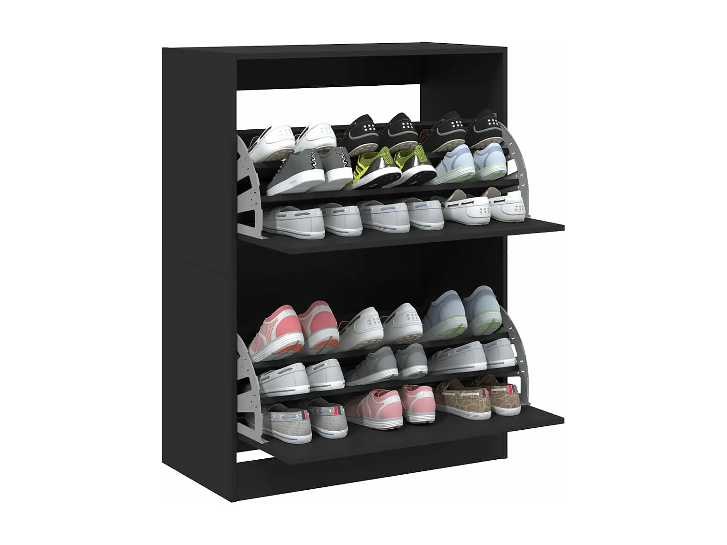 Schuhschrank Schuhregal mit 2 Klappen Schwarz 80x42x108 cm -gkd42925