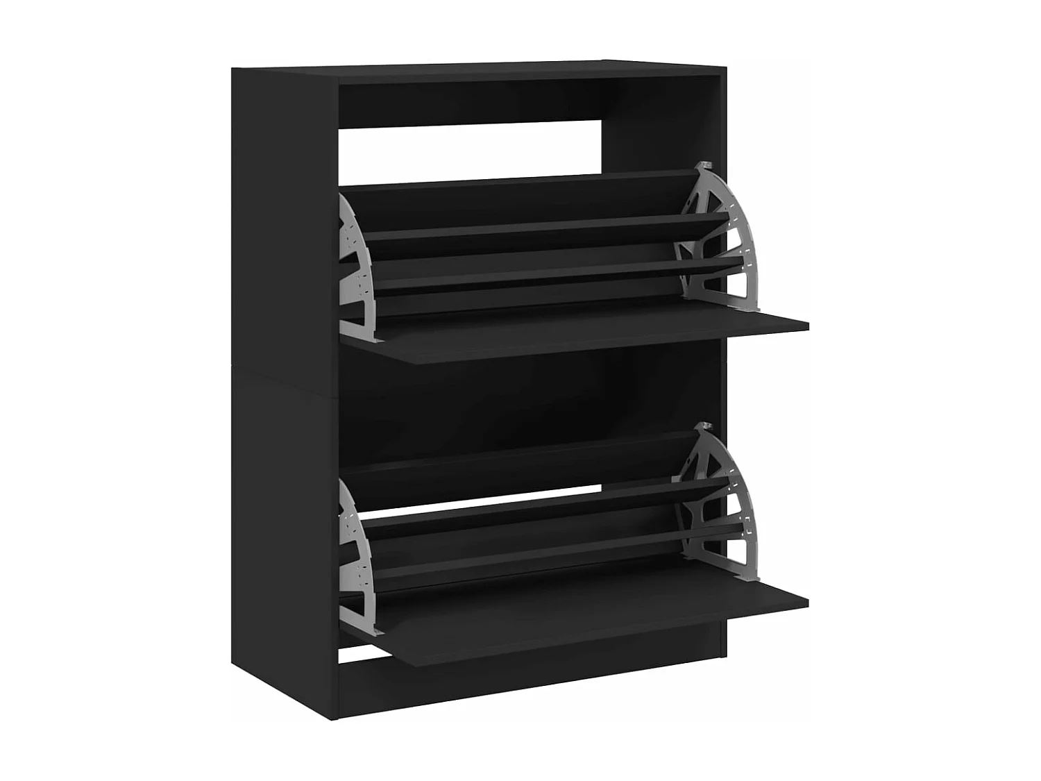 Schuhschrank Schuhregal mit 2 Klappen Schwarz 80x42x108 cm -gkd42925