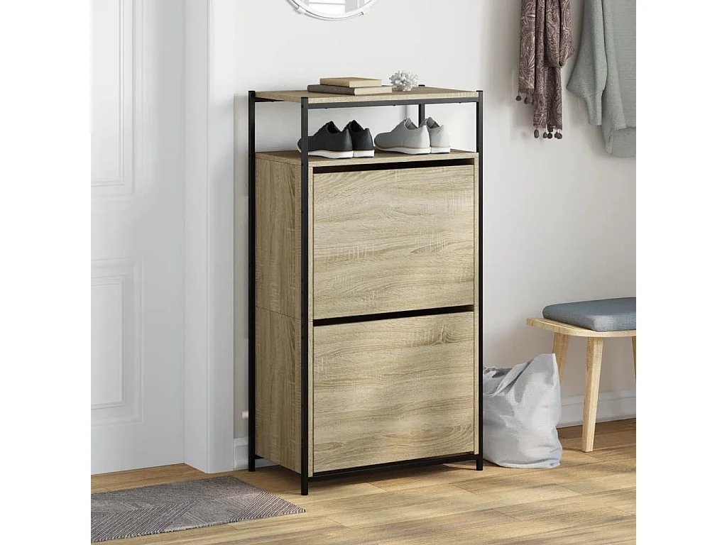 Schuhschrank Schuhregal Sonoma-Eiche 60x34x112 cm Holzwerkstoff -gkd44824