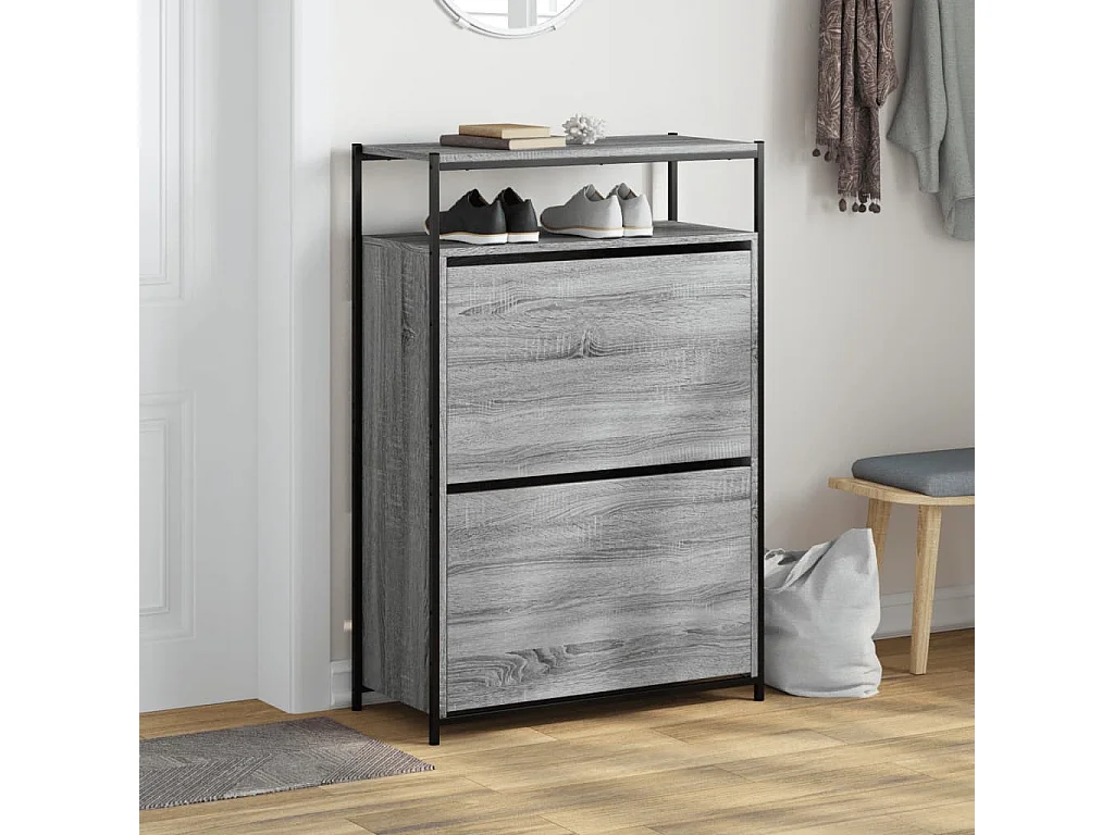 Schuhschrank Schuhregal Grau Sonoma 75x34x112 cm Holzwerkstoff -gkd50893
