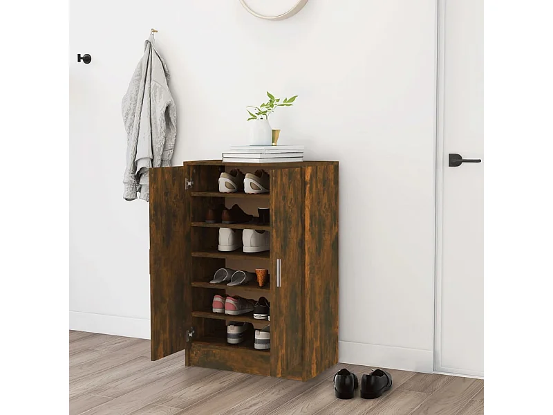 Schuhschrank Schuhregal Räuchereiche 60x35x92 cm Holzwerkstoff -gkd72089