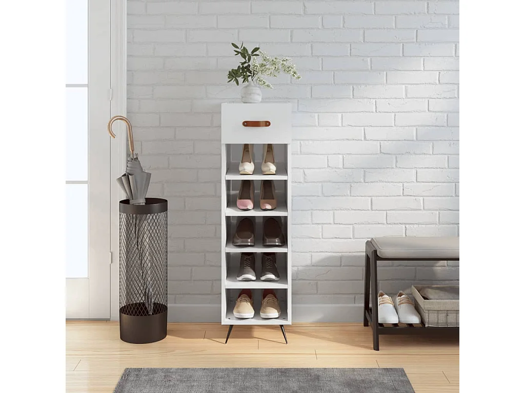 Schuhschrank Schuhregal Hochglanz-Weiß 30x35x105 cm Holzwerkstoff -gkd18336