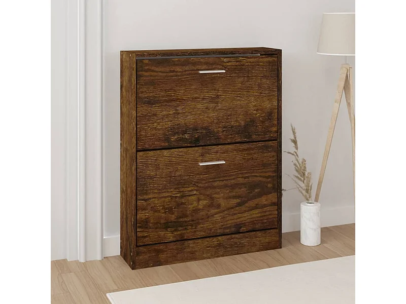 Schuhschrank Schuhregal Räuchereiche 59x17x81 cm Holzwerkstoff -gkd81736