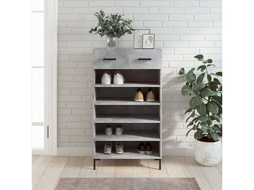 Schuhschrank Schuhregal Betongrau 60x35x105 cm Holzwerkstoff -gkd95657