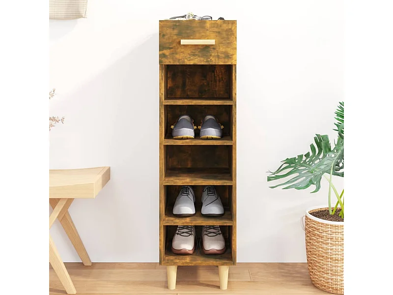 Schuhschrank Schuhregal Räuchereiche 30x35x105 cm Holzwerkstoff -gkd99075