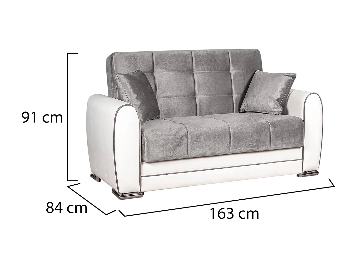 Dmora Slaapbank met Chaise Longue Pablito 84x163 cm Zwart, Opslag en Click-clack Opening, Verstelbaar