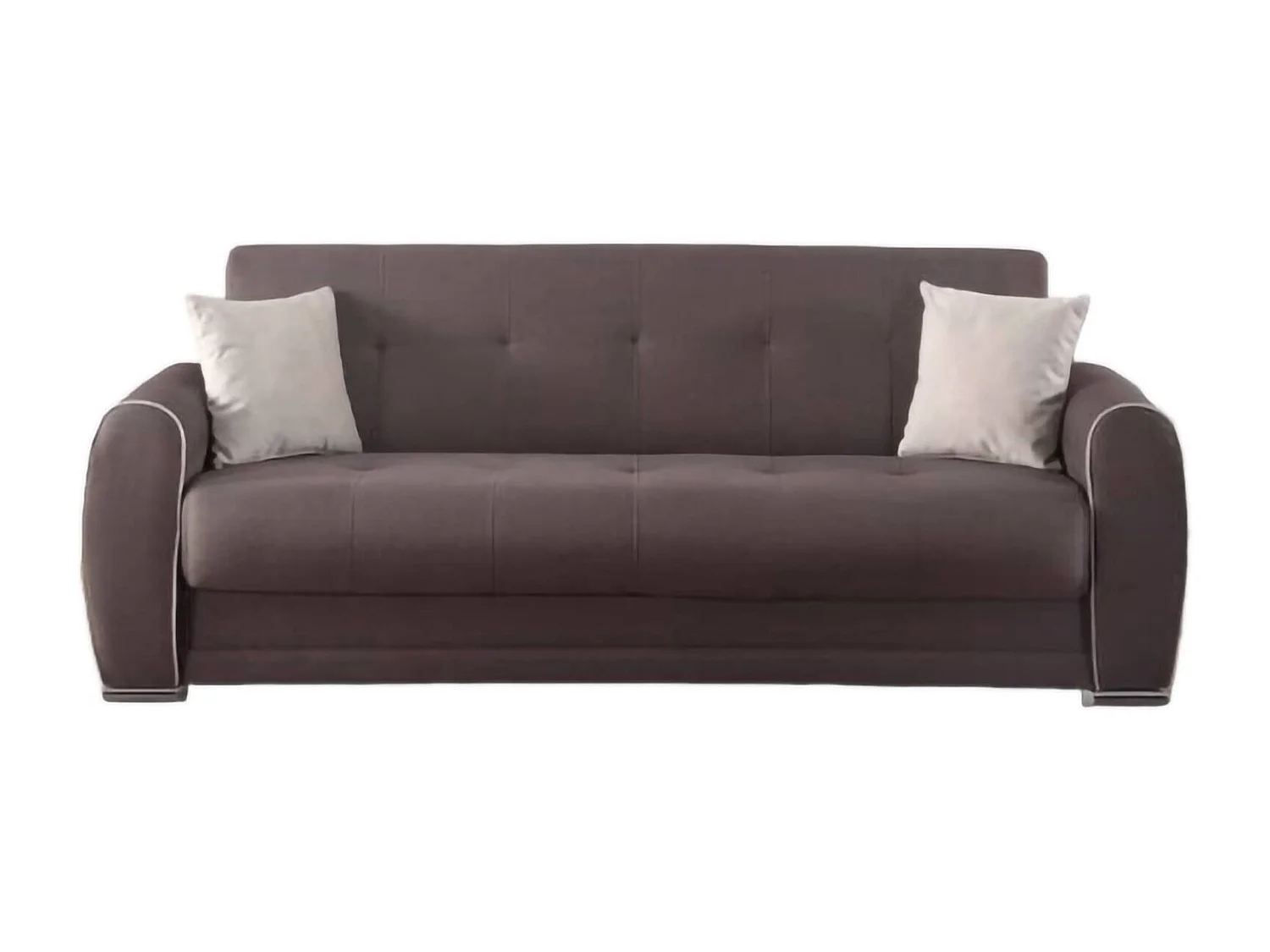 Schlafsofa Dababi, 3-Sitzer-Container-Schlafsofa mit 2 Kissen inklusive, Wohnzimmersofa aus gepolstertem Stoff mit Klick-Klack-Ã–ffnung, 224x85h87 cm, Hellgrau