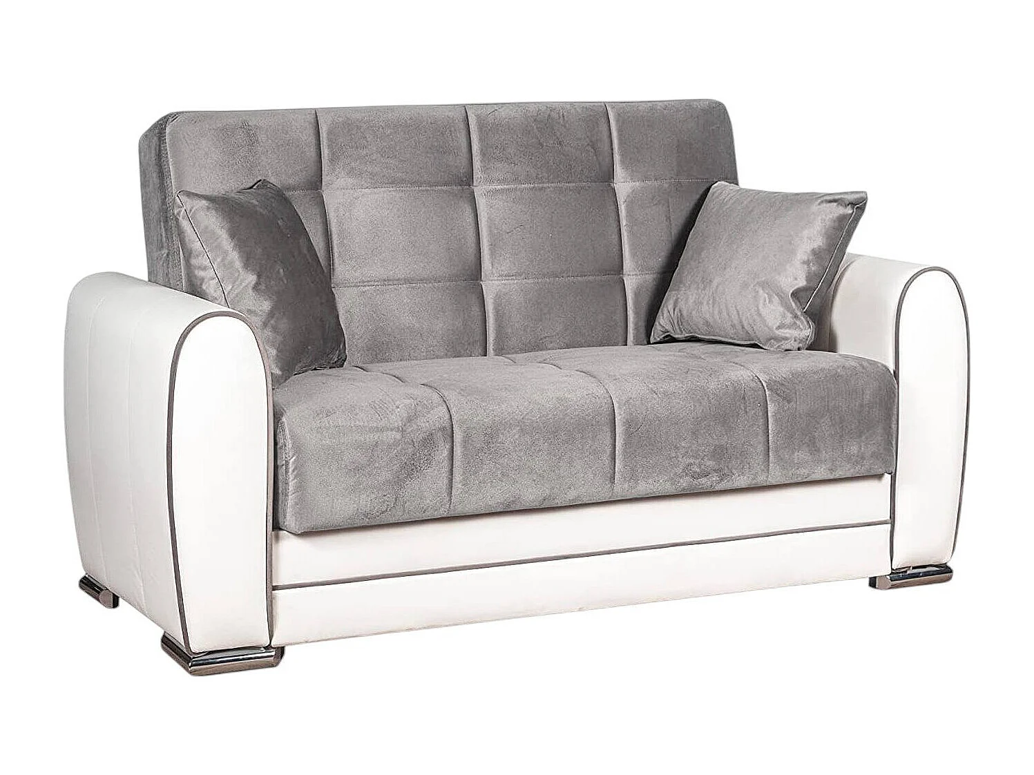 Dmora - Divano letto con penisola Aloe, 163x84h91 cm, Bianco e Grigio