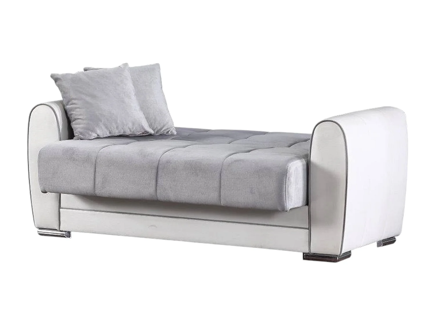 Dmora - Divano letto con penisola Aloe, 163x84h91 cm, Bianco e Grigio