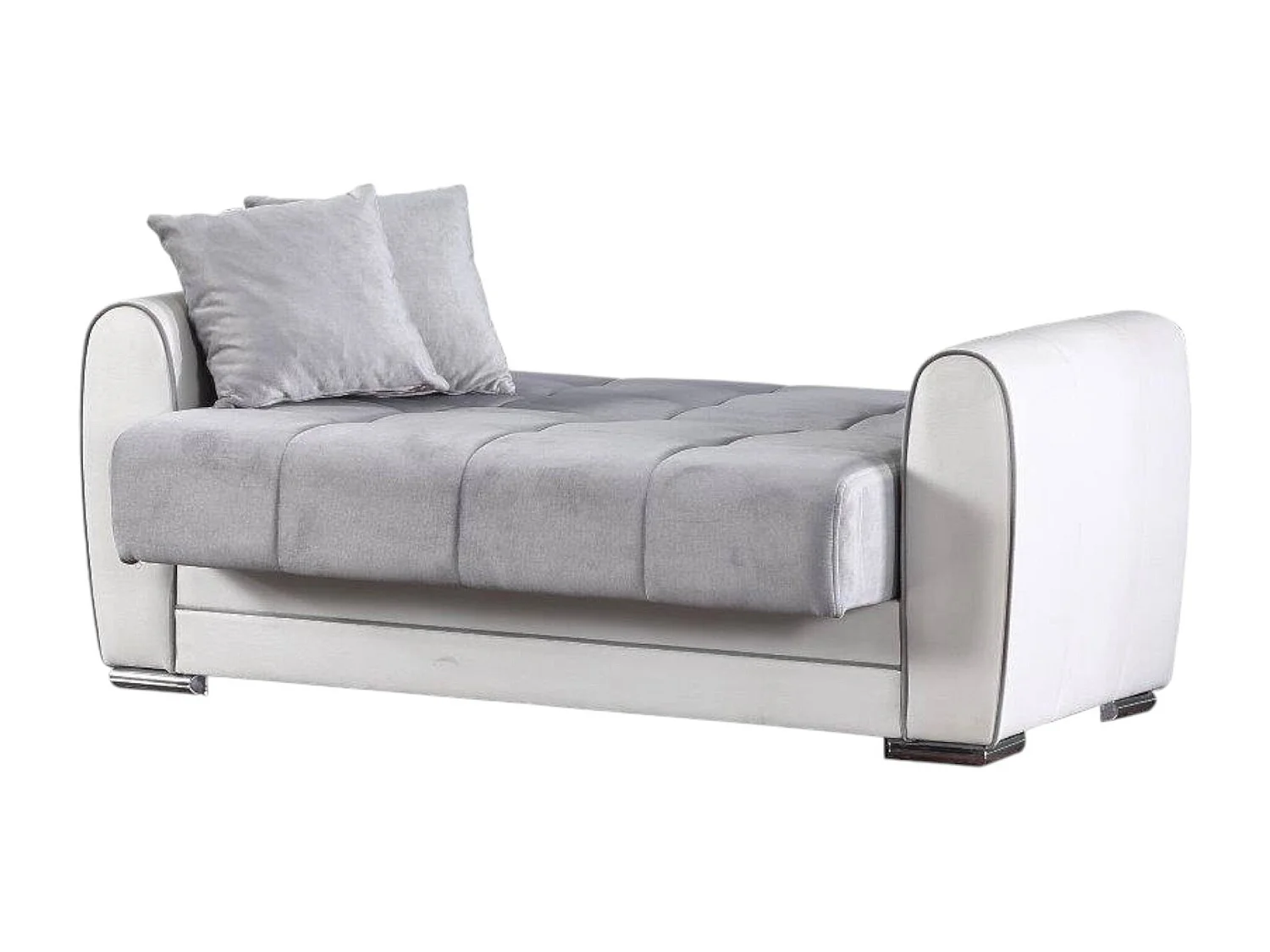 Dmora - Divano letto con penisola Aloe, 163x84h91 cm, Bianco e Grigio