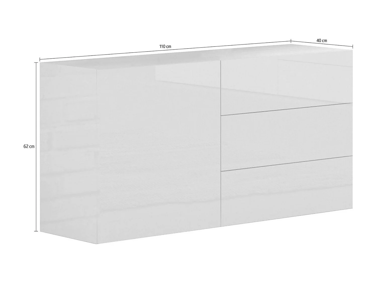 Buffet Dcomuzz, Buffet de cuisine avec 1 porte et 3 tiroirs, Buffet de salon, Buffet de cuisine, 100% Made in Italy, 110x40h35 cm, Anthracite Brillant