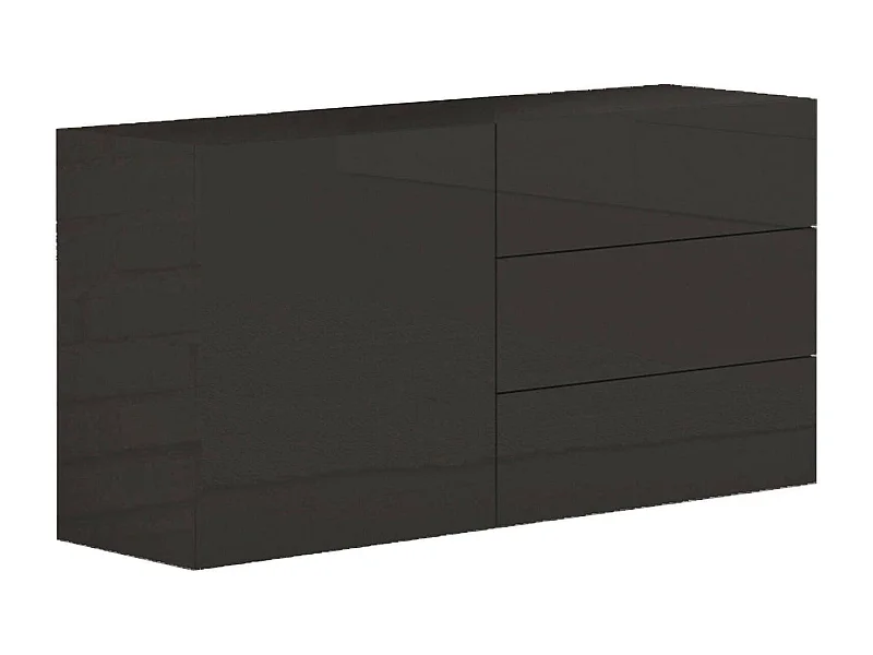 Buffet Dcomuzz, Buffet de cuisine avec 1 porte et 3 tiroirs, Buffet de salon, Buffet de cuisine, 100% Made in Italy, 110x40h35 cm, Anthracite Brillant