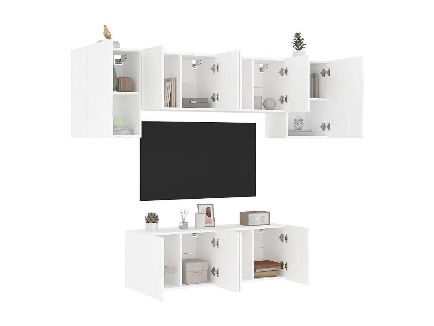 6 pz Mobile TV sospeso Bianchi in Legno Multistrato CFW89194