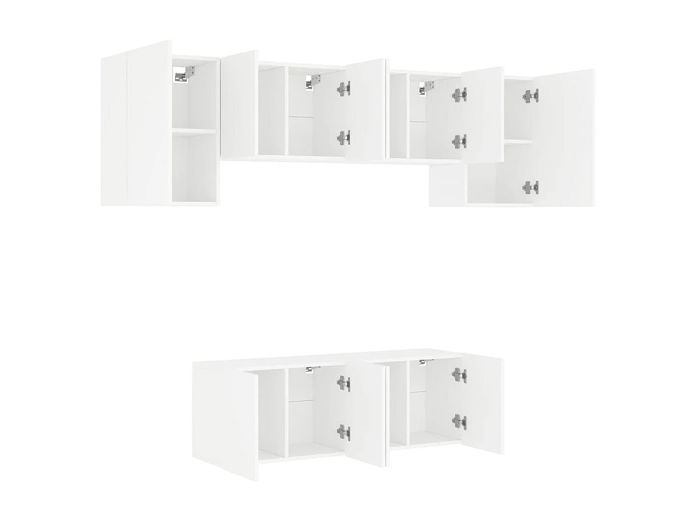 6 pz Mobile TV sospeso Bianchi in Legno Multistrato CFW89194