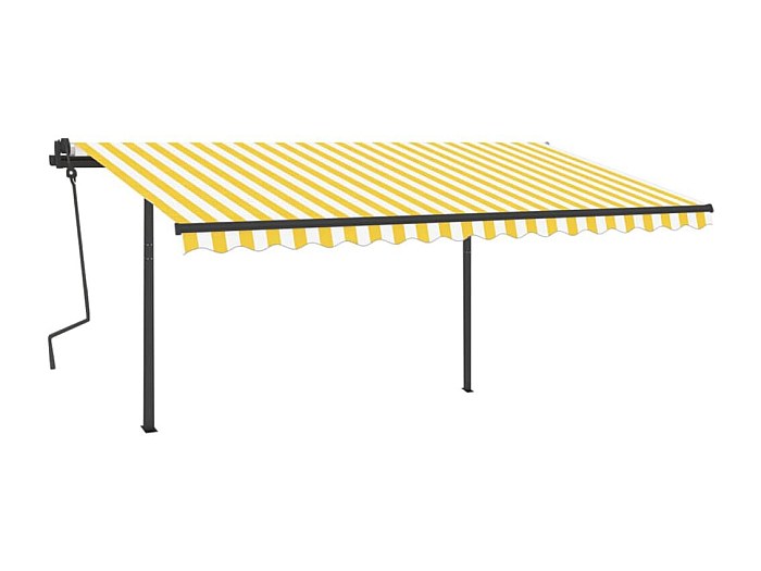 VidaXL Tenda Da Sole Retrattile Manuale Con Pali 4x3,5 M Gialla Bianca 89104226