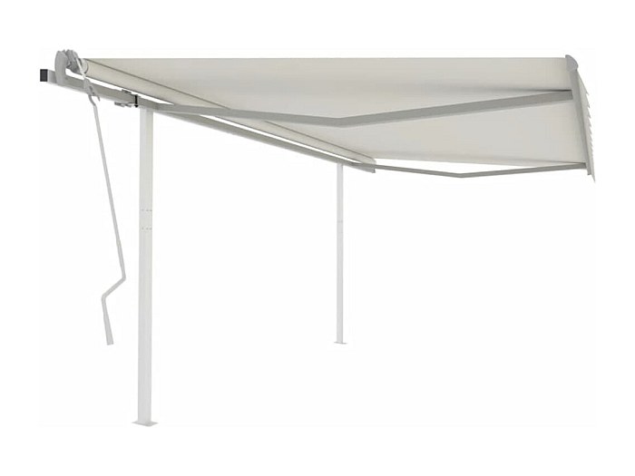 Tenda da Sole Retrattile Manuale con Pali 4,5x3 m Blu e Bianca cod mxl 43808